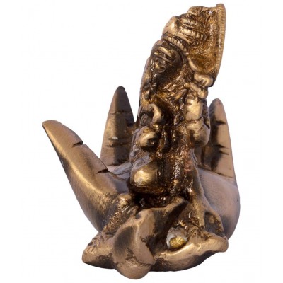 eCraftIndia Brown & Golden Brass Lord Ganesha on Palm Figurine