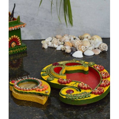 eCraftIndia Combo of Pooja Plate and Roli Tikka Chopra