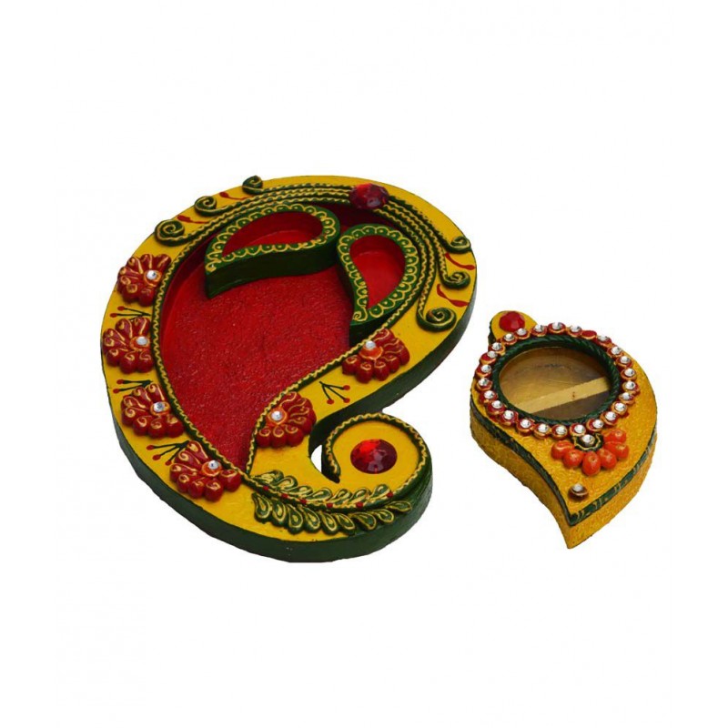 eCraftIndia Combo of Pooja Plate and Roli Tikka Chopra