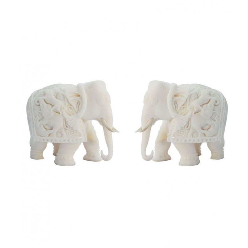 eCraftIndia Combo of Pure White Elephants