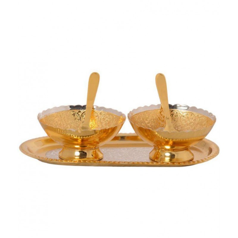 eCraftIndia Decoratives Bowls & Plates Silverplated Gold 8