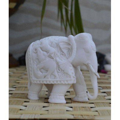 eCraftIndia Delicate Pure White Elephant Statue