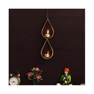 eCraftIndia Gold Table Top Aluminium Tea Light Holder - Pack of 1
