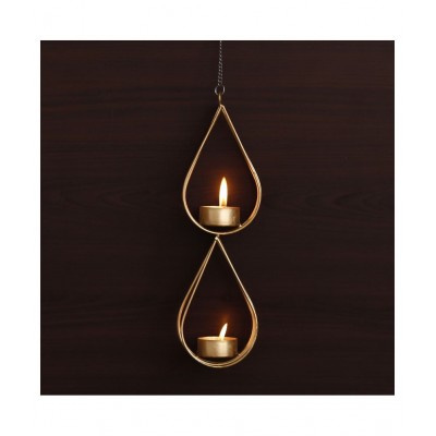 eCraftIndia Gold Table Top Aluminium Tea Light Holder - Pack of 1