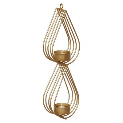 eCraftIndia Gold Table Top Aluminium Tea Light Holder - Pack of 1