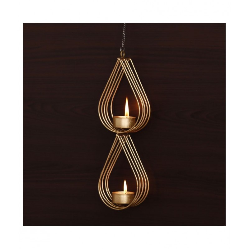 eCraftIndia Gold Table Top Aluminium Tea Light Holder - Pack of 1