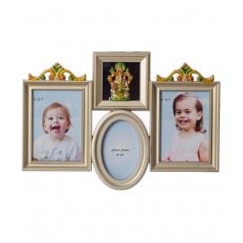 eCraftIndia Golden & Green Lord Ganesha Family Collage 3 Slot Photo Frame