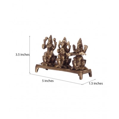 eCraftIndia Golden Laxmi Ganesha Saraswati on Lotus Base