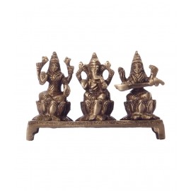 eCraftIndia Golden Laxmi Ganesha Saraswati on Lotus Base