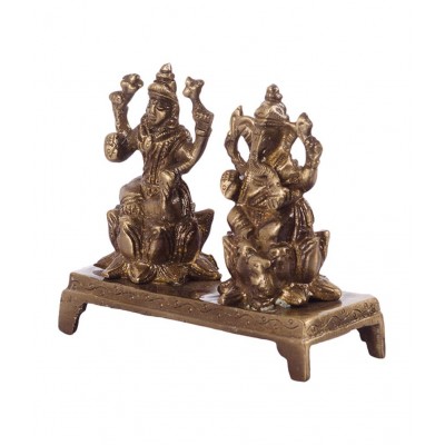 eCraftIndia Golden Laxmi Ganesha on Lotus Base