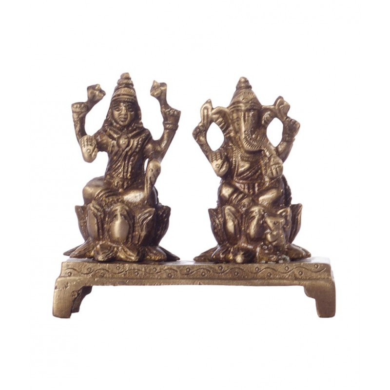eCraftIndia Golden Laxmi Ganesha on Lotus Base