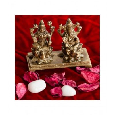 eCraftIndia Golden Laxmi Ganesha on Lotus Base