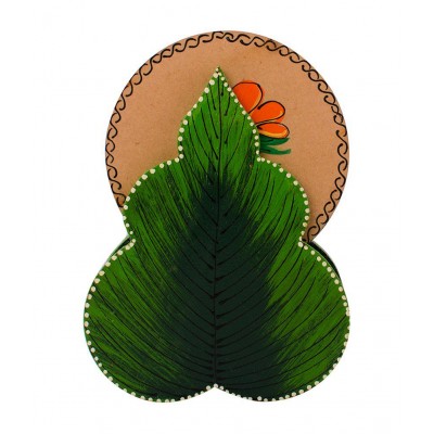 eCraftIndia Green & Brown Floral Design Wooden Tea Coaster (Set of 6)