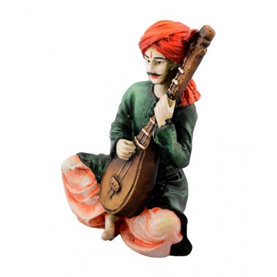 eCraftIndia Green Rajasthani Playing Sitar Musical Instrument
