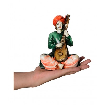 eCraftIndia Green Rajasthani Playing Sitar Musical Instrument