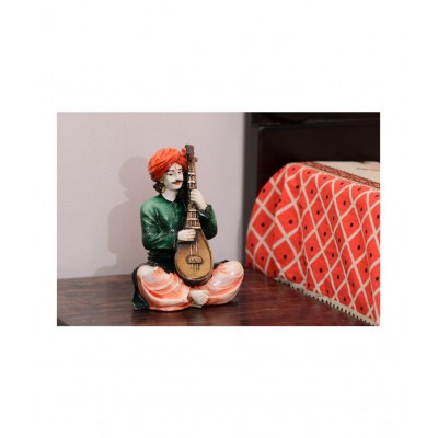 eCraftIndia Green Rajasthani Playing Sitar Musical Instrument