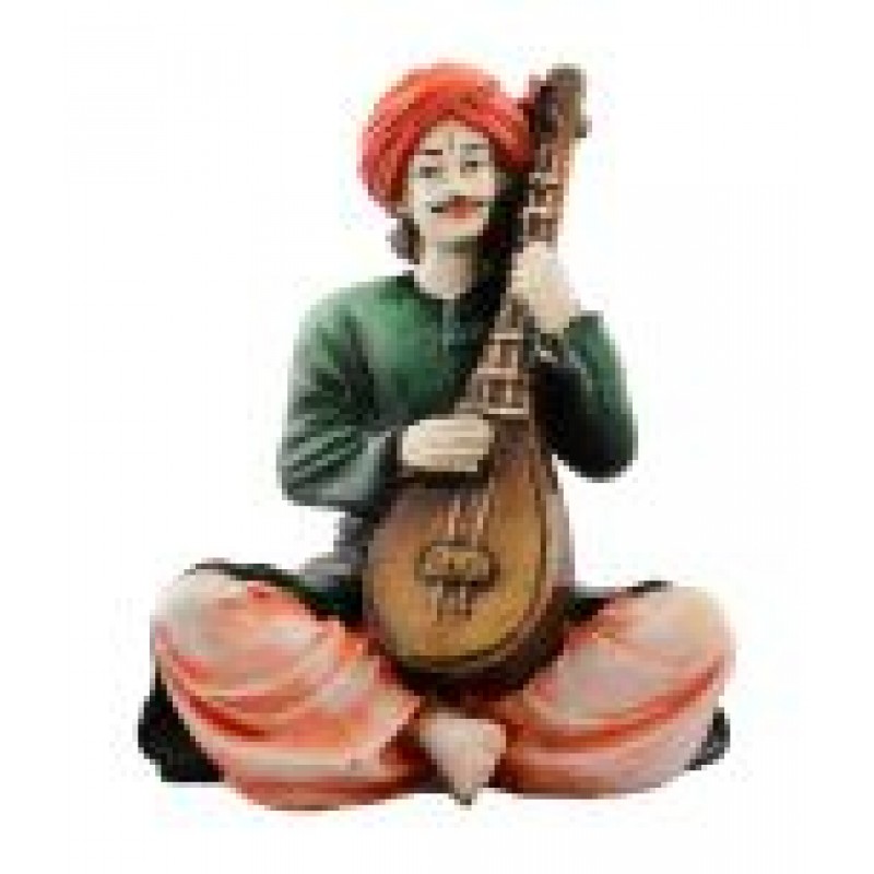 eCraftIndia Green Rajasthani Playing Sitar Musical Instrument