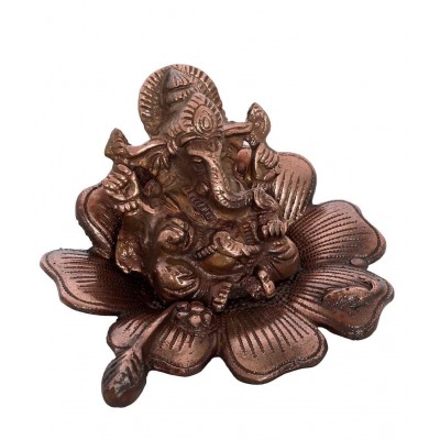 eCraftIndia Metal Lord Ganesha on Flower - Brown