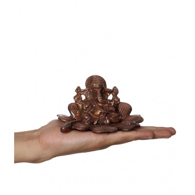 eCraftIndia Metal Lord Ganesha on Flower - Brown