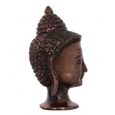 eCraftIndia Metal Meditating Buddha Head - Brown