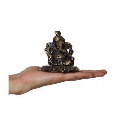 eCraftIndia Metal Pagdi Lord Ganesha on Flower