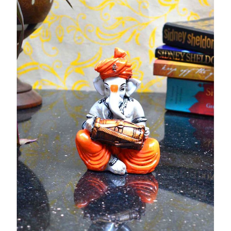 eCraftIndia Multicolour Synthetic Fiber Lord Ganesha Playing Dholak