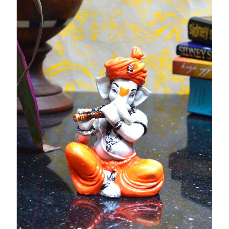 eCraftIndia Multicolour Synthetic Fiber Lord Ganesha Playing Flute