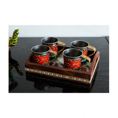 eCraftIndia Multipurpose Gemstone Filled 6 Square Brown Utility Tray