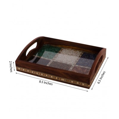 eCraftIndia Multipurpose Gemstone Filled 6 Square Brown Utility Tray
