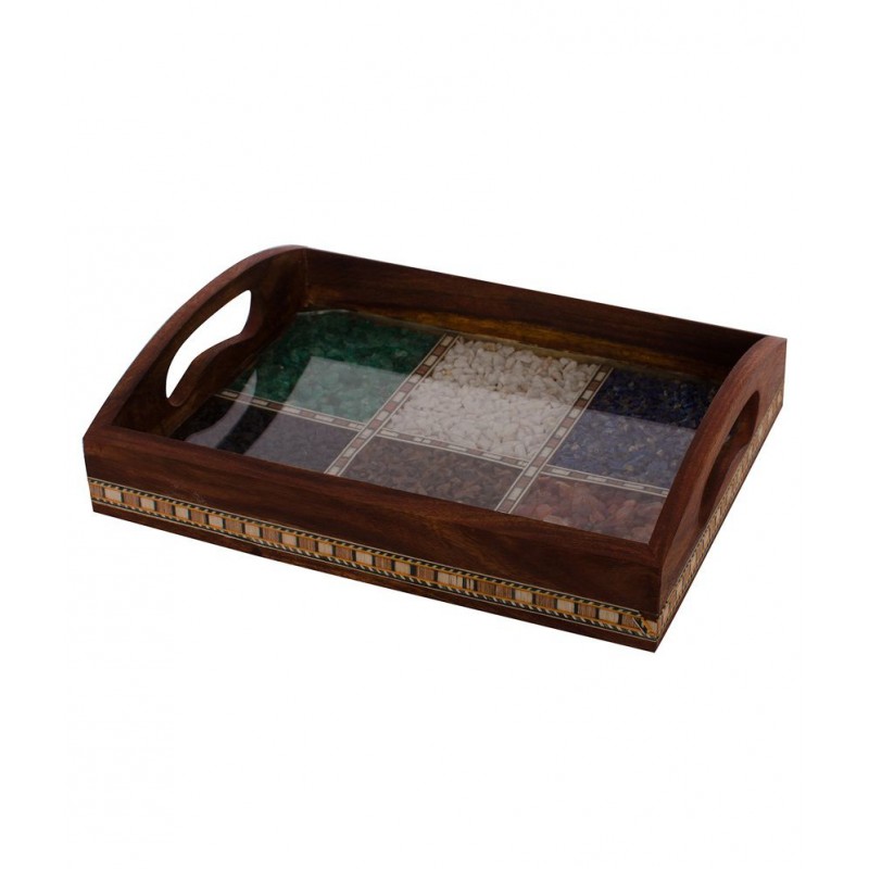 eCraftIndia Multipurpose Gemstone Filled 6 Square Brown Utility Tray