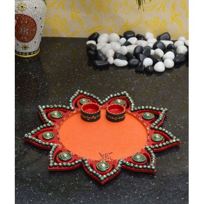 eCraftIndia Papier Mache Decorative Pooja Thali eCraftIndia Papier Mache Decorative Pooja Thali