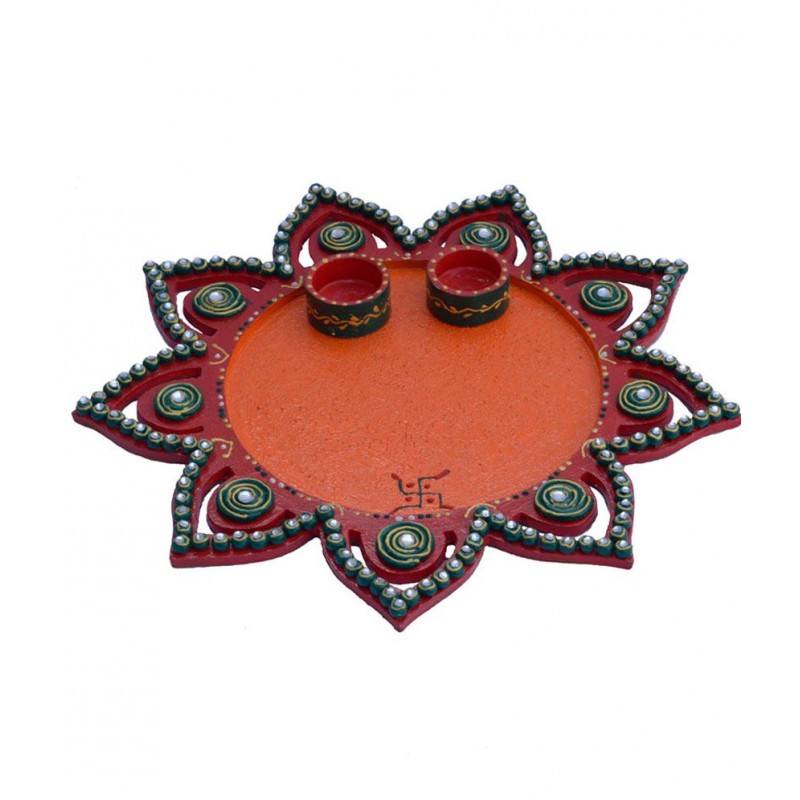 eCraftIndia Papier Mache Decorative Pooja Thali eCraftIndia Papier Mache Decorative Pooja Thali