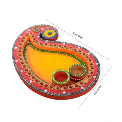 eCraftIndia Papier Mache Keri Design Pooja Thali