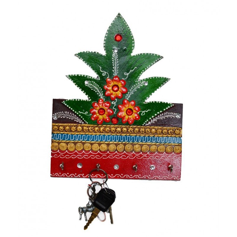 eCraftIndia Papier Mache Tree Design 4 Hooks Key holder