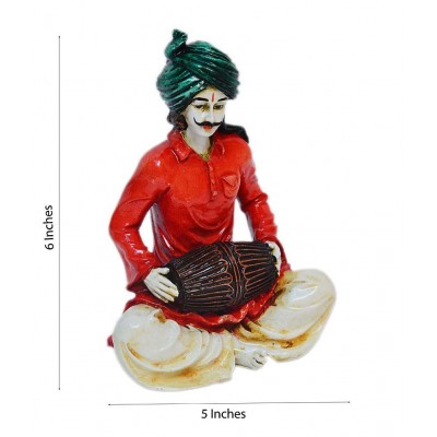 eCraftIndia Polyresin Rajasthani Lady Playing Dholak Showpiece