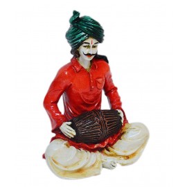 eCraftIndia Polyresin Rajasthani Lady Playing Dholak Showpiece