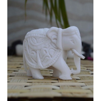 eCraftIndia Pure White Royal Elephant Statue