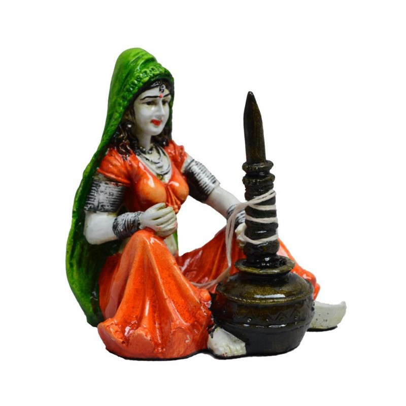 eCraftIndia Rajasthani Lady Using Makhan Handi