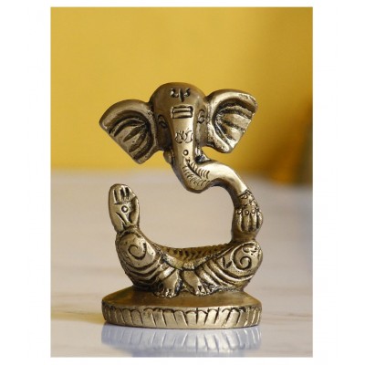 eCraftIndia Showpiece Brass Ganesha Idol 5 x 5 cms Pack of 1
