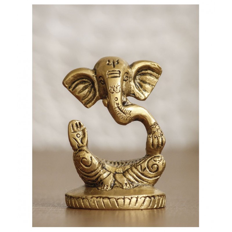 eCraftIndia Showpiece Brass Ganesha Idol 5 x 5 cms Pack of 1