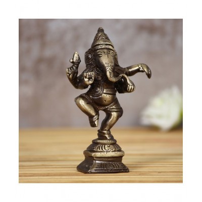 eCraftIndia Showpiece Brass Ganesha Idol 7 x 3 cms Pack of 1