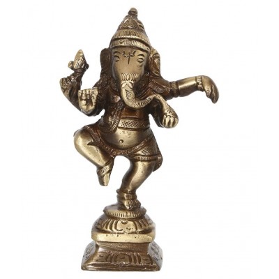 eCraftIndia Showpiece Brass Ganesha Idol 7 x 3 cms Pack of 1