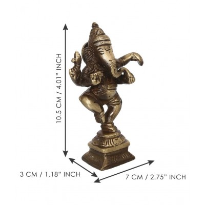 eCraftIndia Showpiece Brass Ganesha Idol 7 x 3 cms Pack of 1