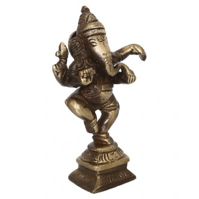 eCraftIndia Showpiece Brass Ganesha Idol 7 x 3 cms Pack of 1