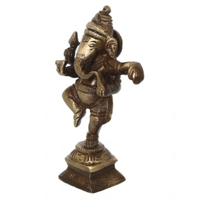 eCraftIndia Showpiece Brass Ganesha Idol 7 x 3 cms Pack of 1