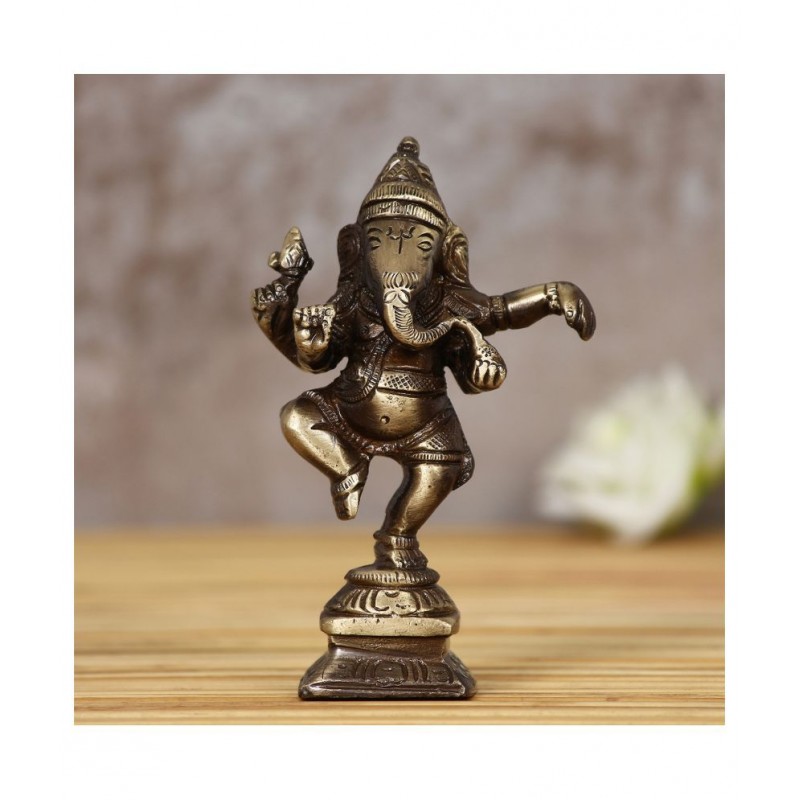 eCraftIndia Showpiece Brass Ganesha Idol 7 x 3 cms Pack of 1