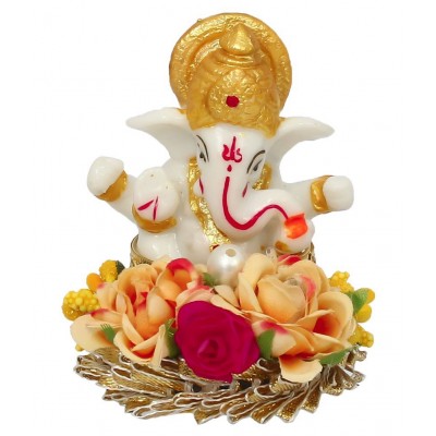eCraftIndia Showpiece Resin Ganesha Idol 6 x 7 cms Pack of 1