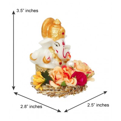 eCraftIndia Showpiece Resin Ganesha Idol 6 x 7 cms Pack of 1