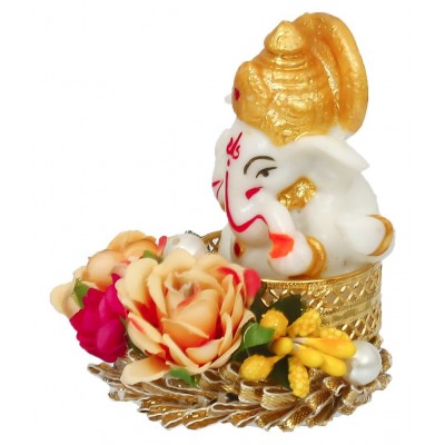 eCraftIndia Showpiece Resin Ganesha Idol 6 x 7 cms Pack of 1