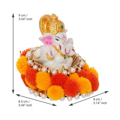 eCraftIndia Showpiece Resin Ganesha Idol 8 x 9 cms Pack of 1